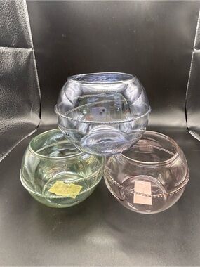 Bella Casa By Ganz Set Of 3 Thin Glass Colored Voltive Candle Holders